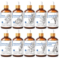 HIQILI 100% Tea Tree Essential Oil 100ml for Aromatherapy Massage DIY Beauty Skin Hair Relaxation Lavender Ginger Sandalwood​​
