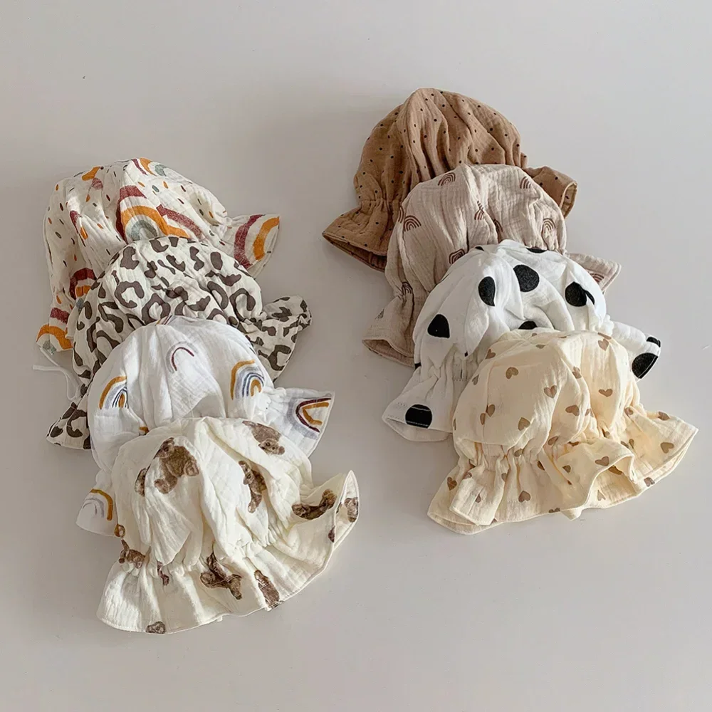 New Newborn Baby Hat Cute Cotton Kids Boy Girl Cap Princess Infant Toddler Bonnet Summer Sun Hats Children Soft Adjustable Caps