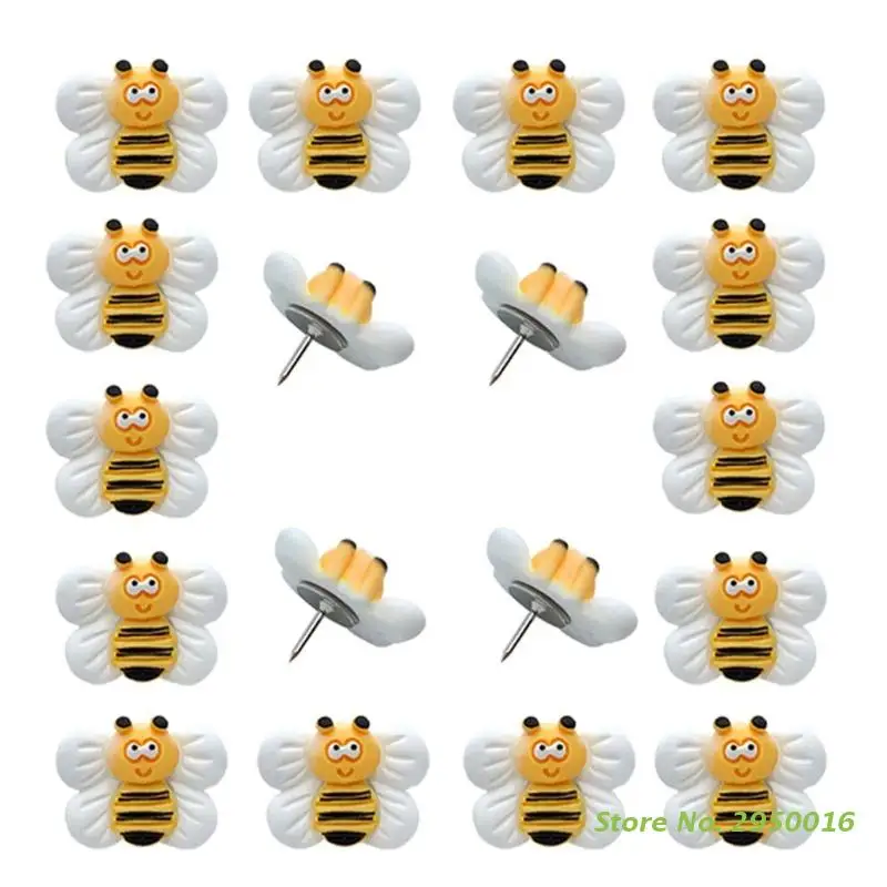 

25 Pieces Bee Pushpins Cute Bees Thumb Tacks Decorative Thumbtacks for Feature Wall Whiteboard Photo Wall Maps Corkboard