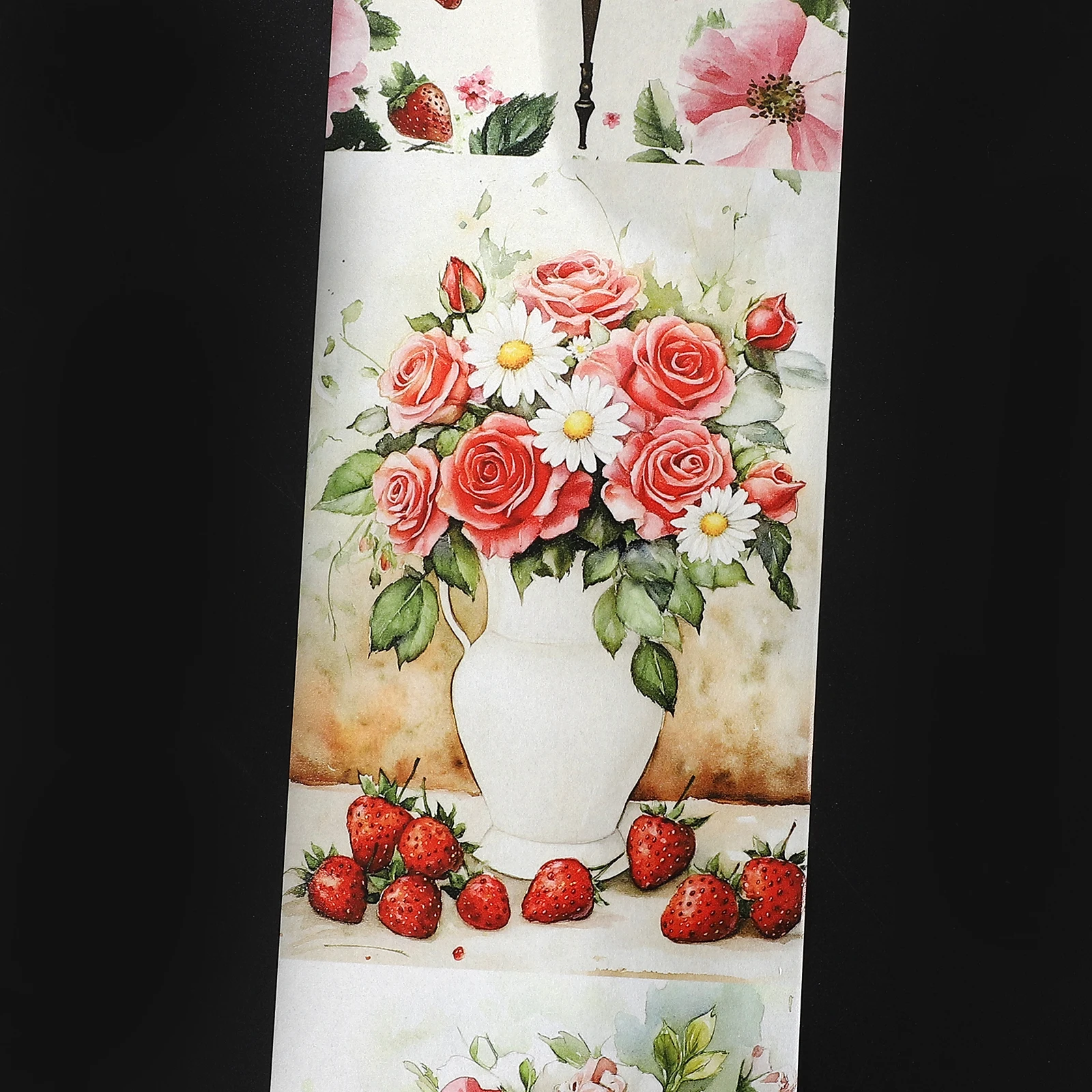 80mm*200cm 빈티지 딸기 꽃 풍경 와시 테이프 크리 에이 티브 DIY 저널 재료 콜라주 스크랩북 편지지