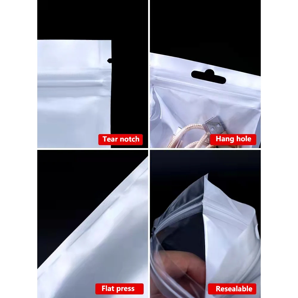 100pcs White / Clear Self Seal Zipper Plastic Packaging Pouches Bag Ziplock  Zip Lock Storage Bag Retail Package With Hang Hole - Storage Bags -  AliExpress