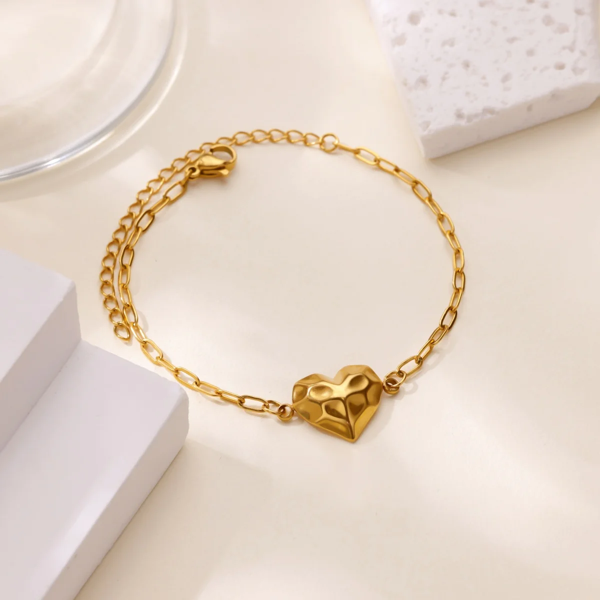Stainless Steel Heart Bracelet Gold Luxury Jewelry