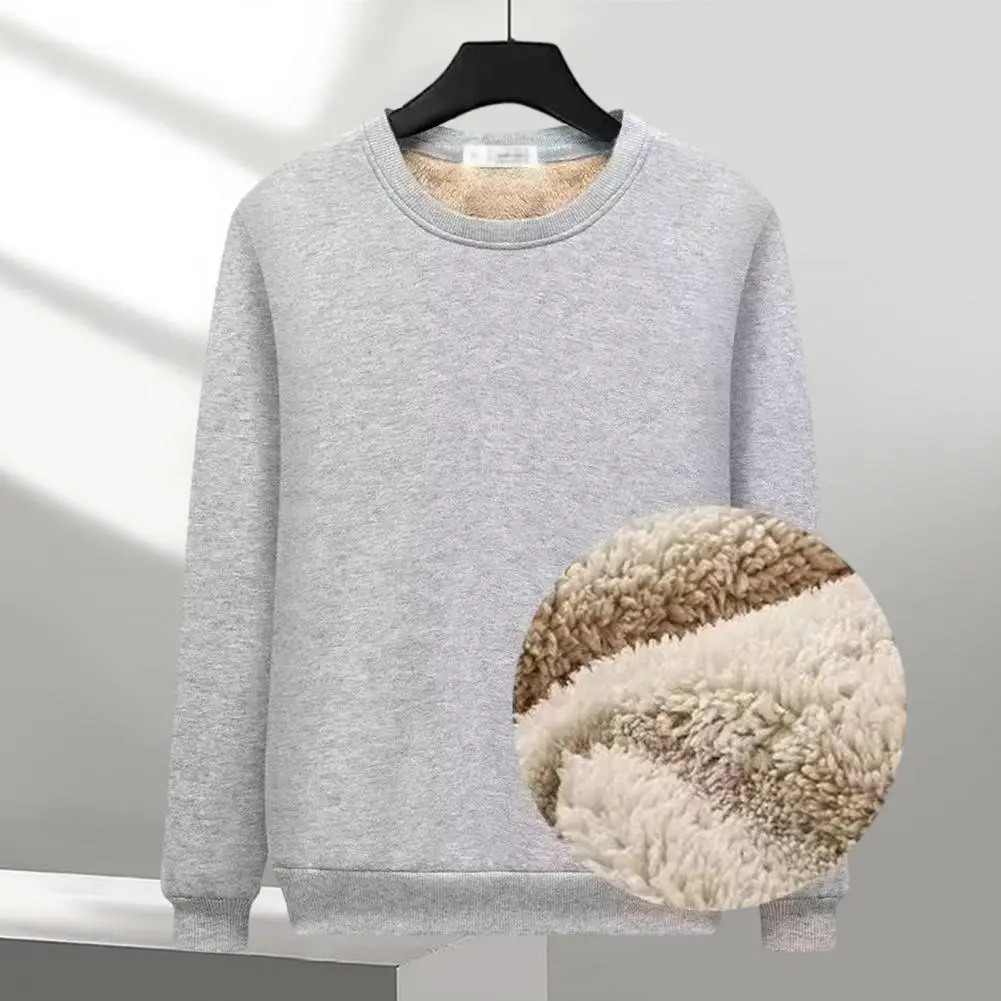 

Men Sweatshirt Breathable Men Sweatshirt Thickened Warm Fleece Lining Sweatshirt Men's O-neck Pullover Tops for Autumn/winter