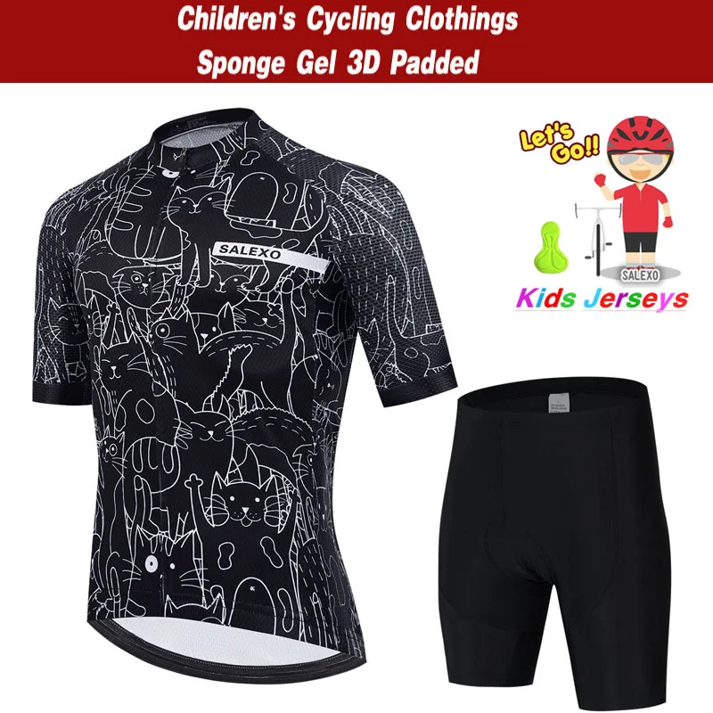Kids Cycling Jersey Set BOY Summer Short Sleeve Breathable MTB Bike Cycling Clothing Children's Cute Cartoon Uniform Suit