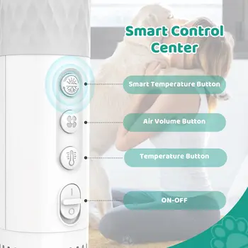 Dog Hair Dryer 5 in 1 Portable Handheld Dog Hair Dryer Smart Temperature Adjustment Grooming Brush Travel Home Pet Hair Dryer 4