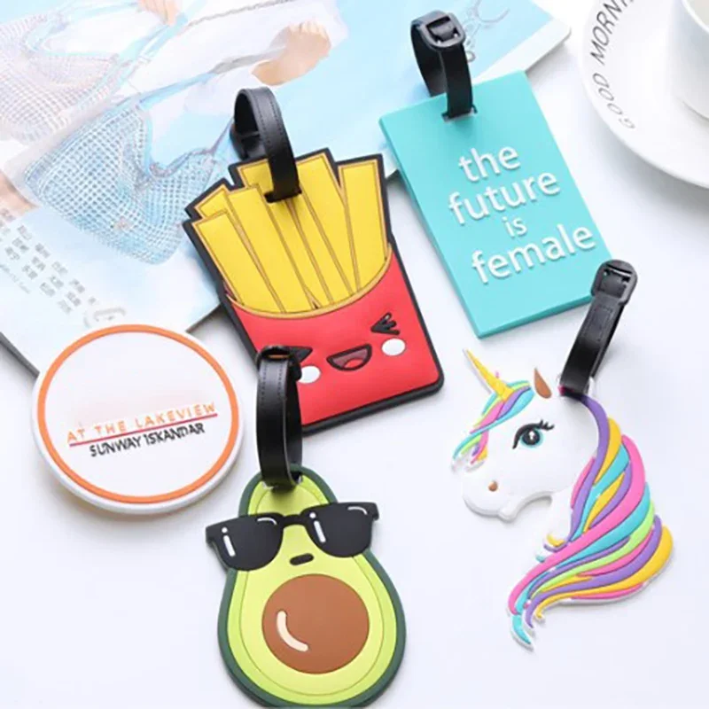 Travel Accessories Avocado French Fries Creative Silicone Gel Luggage Tag Suitcase ID Address Holder Boarding Tag Portable Label