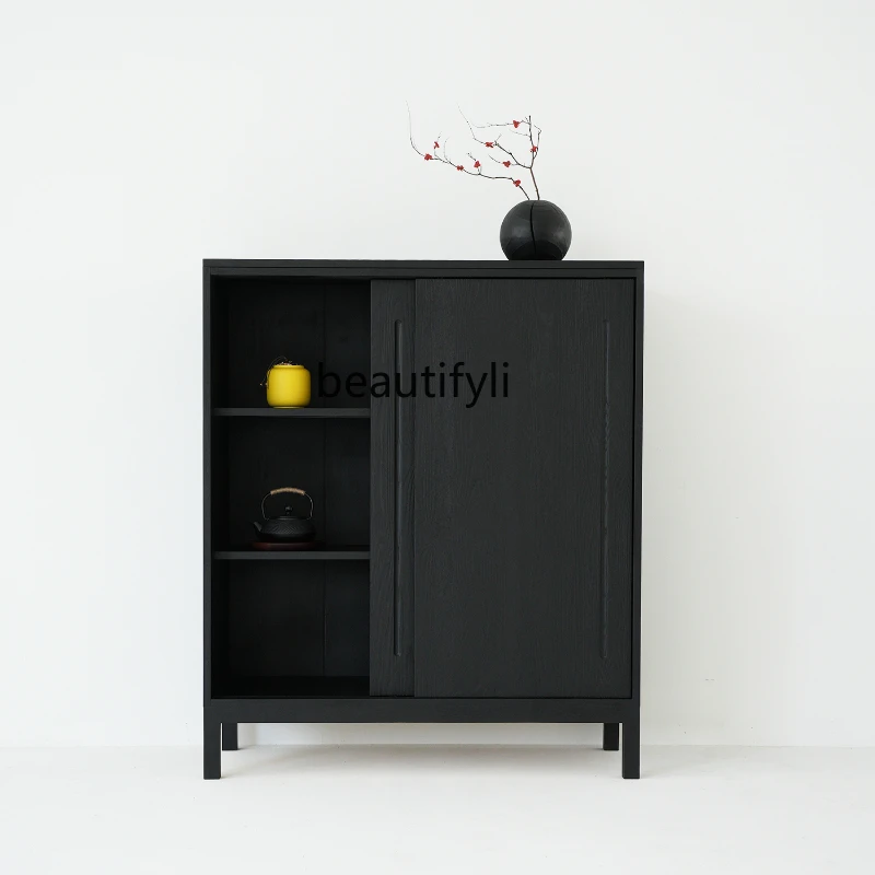 

Solid Wood Carbonized Black Tea Leaf Storage Vintage Tea Cabinet Hotel Homestay Teahouse Storage Cabinet