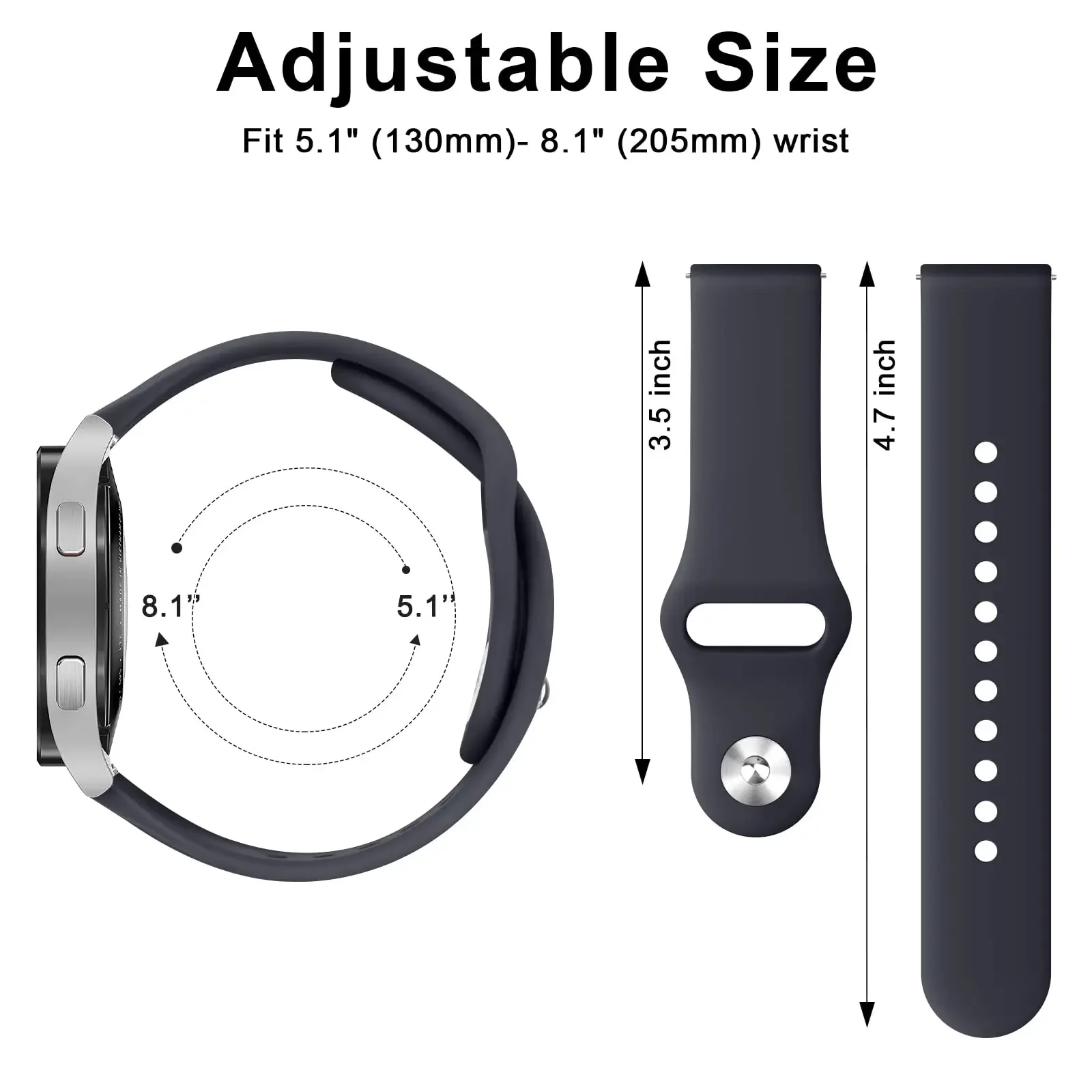 Silicone Sports Strap - 20mm/22mm Universal Wristband Bracelet