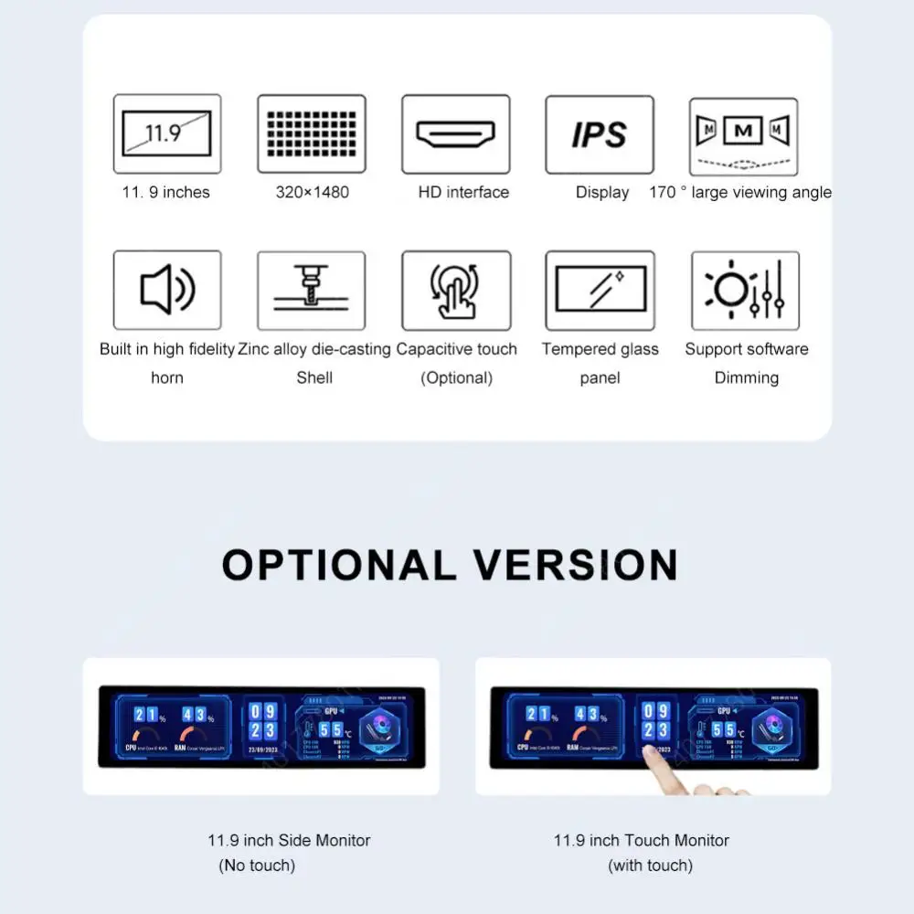 ǻ PC USB IPS  ȭ , CPU GPU RAM ÷, Ʈ ũ, 320*1480   ÷, 11.9 ġ
