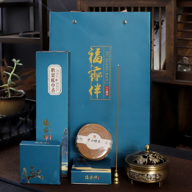 

Natural Incense Tray Incense Stick Gift Box Set Sandalwood Agarwood Family Ancestral Hall Bedroom To Purify The Air Aromatherapy