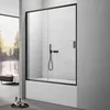 Framed Tub Shower Door, Single Sliding Shower Door with Handle, Tub Shower Door with Tempered Glass, Tub Glass Shower Door 1