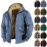 Men Warm Coats Plus Velvet Thick Corduroy Jackets Male Fur Collar Winter Casual Jacket Mens Outwear Thermal Hooded Clothing 1