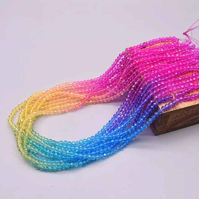 New 2x3mm Dyeing Loose Spacer Czech Beads Crystal Faceted Rondel Glass Beads for Jewelry Making Jewelry DIY Accessories 46 2mm 170pcs