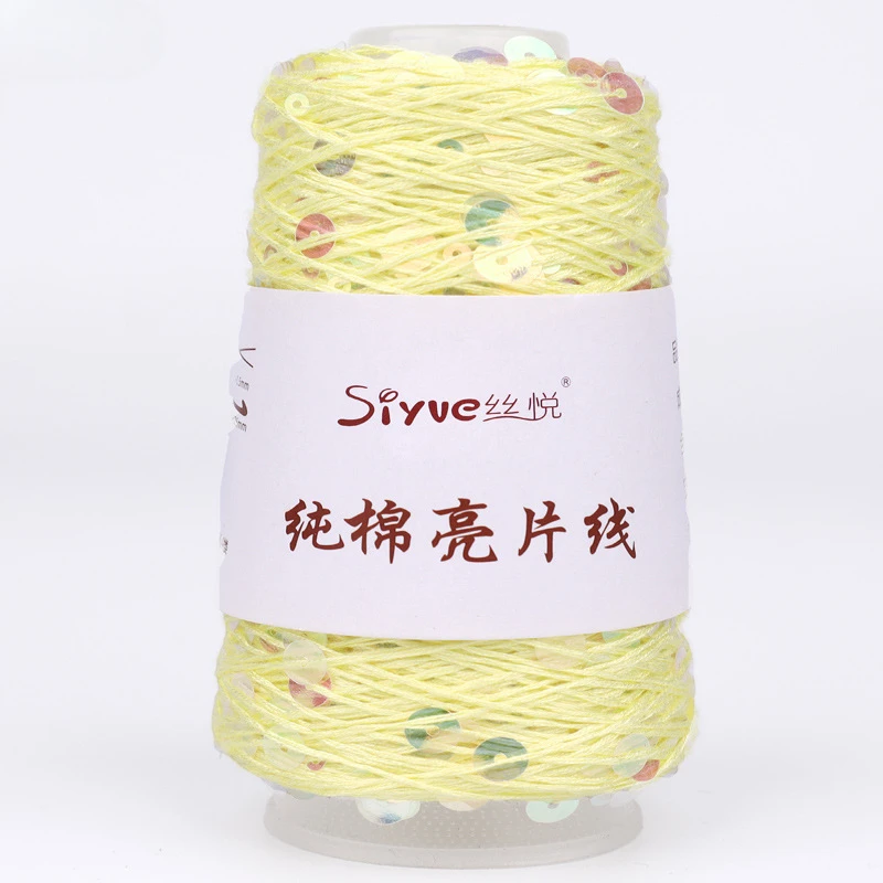 100g 3mm+6mm Sequin Pure Cotton Yarn, Hand Woven DIY Fashion Clothes and Accessories Crochet Thread, Birthday Gift Knitting Yarn 5
