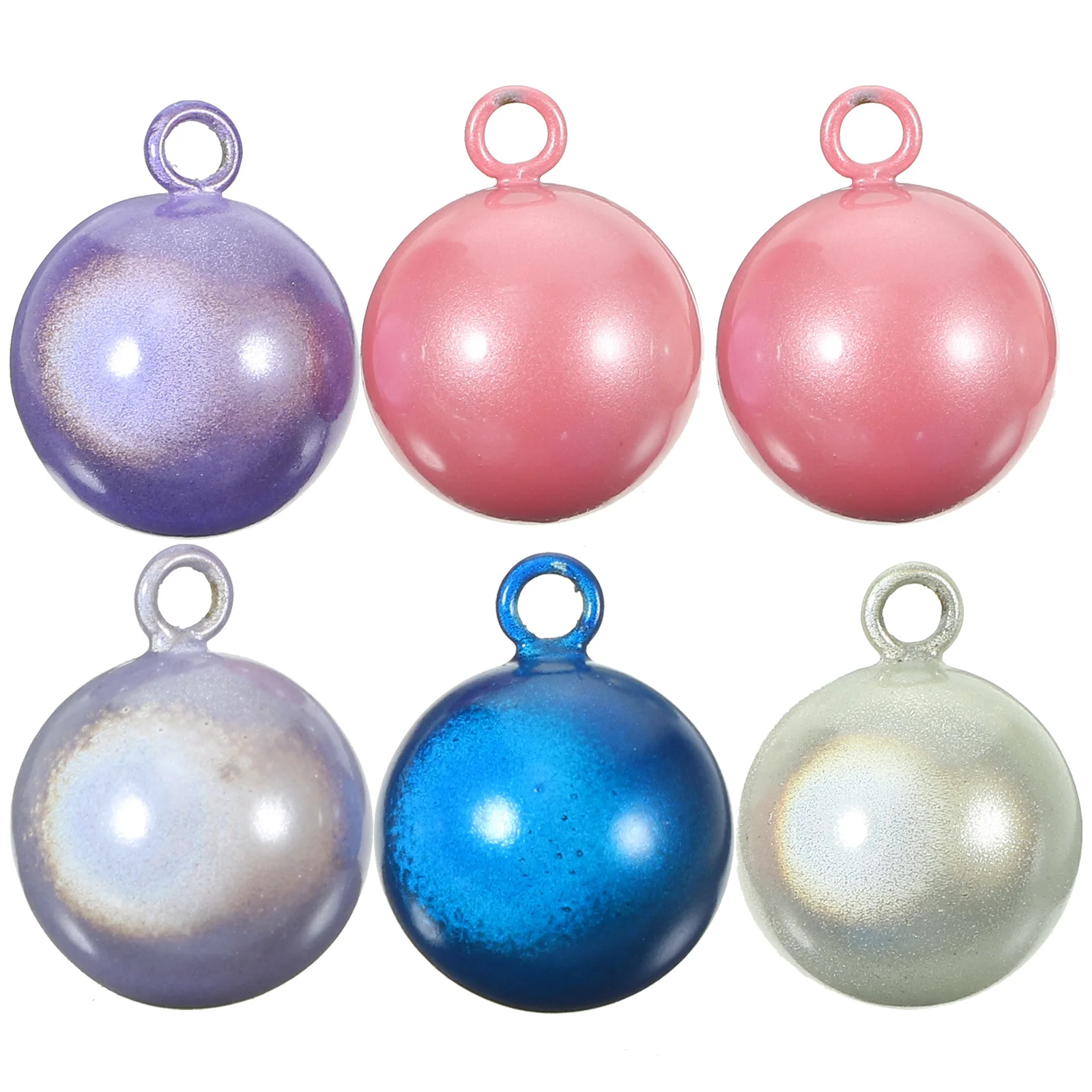 

6 Pcs 17MM Bells Pendant Accessories Round Seal Bright Colored Water Bells Copper Dream Japanese Style Bells Hanging