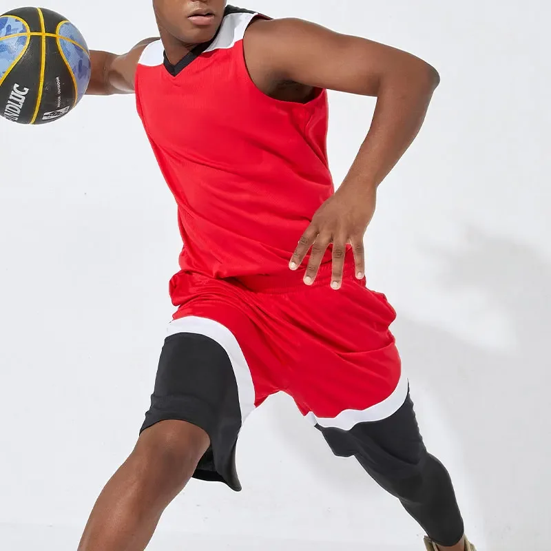2pcs Set Men Basketball Football Jerseys Fitness Running Sport Clothes Jogging Marathon Athletic Training Plus Size Sportswear