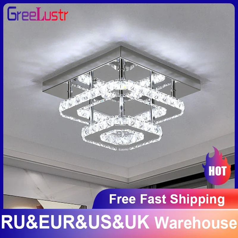 Crystal LED Ceiling Lamps K9 Living Room Stainless Steel Chandelier Luminaire For Hallway Aisle Plafon Lustres Lighting Fixtures led chandelier ceiling chandelier art lighting fixtures