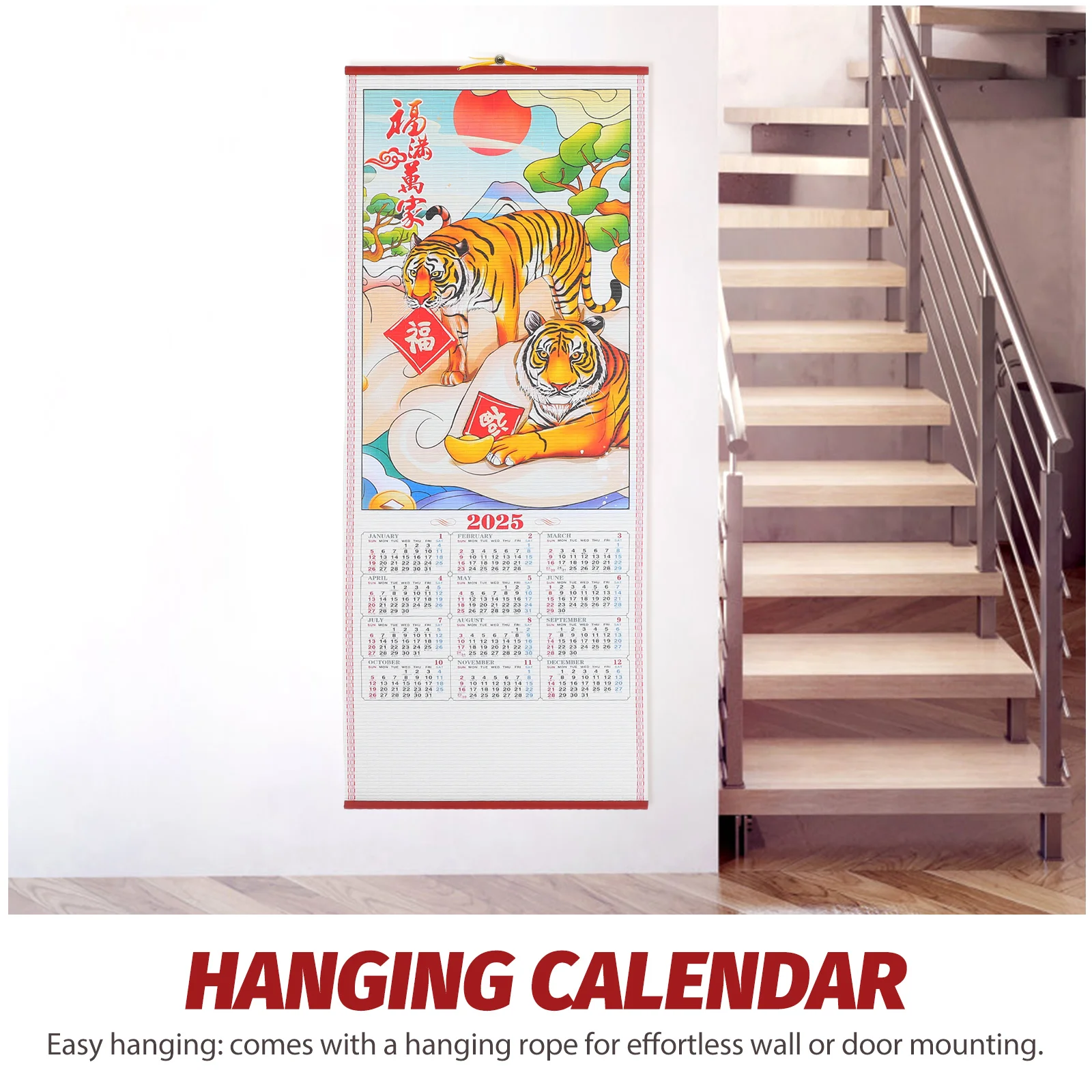 Chinese Year Of The Snake Wall Calendar Chinese Scroll Household Monthly Hanging Paper Rattan Office For Dating Room Daily