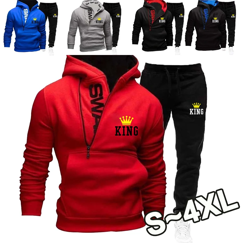 Hot selling fashion printed men's sportswear set with a pullover hoodie and two piece jogging suit for men's sportswear