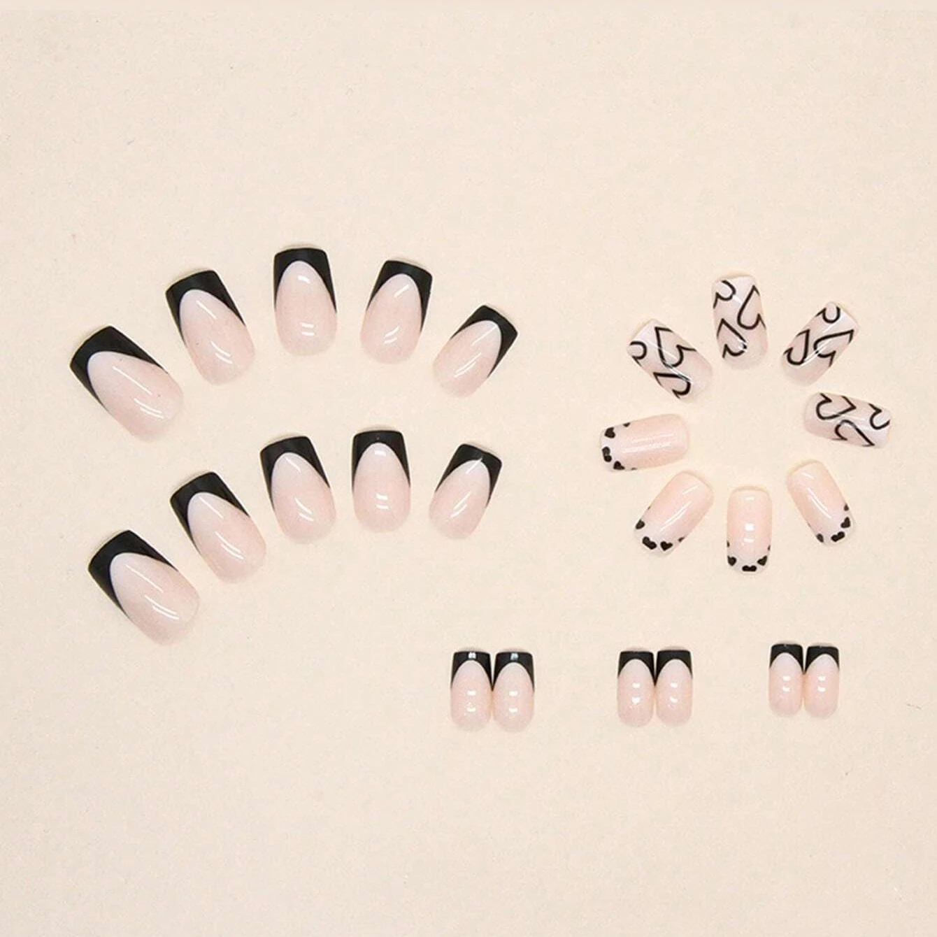 French Nails 24 PCs Short French Heart Minimalist Nails 1 Jelly Gel 1 Nail File