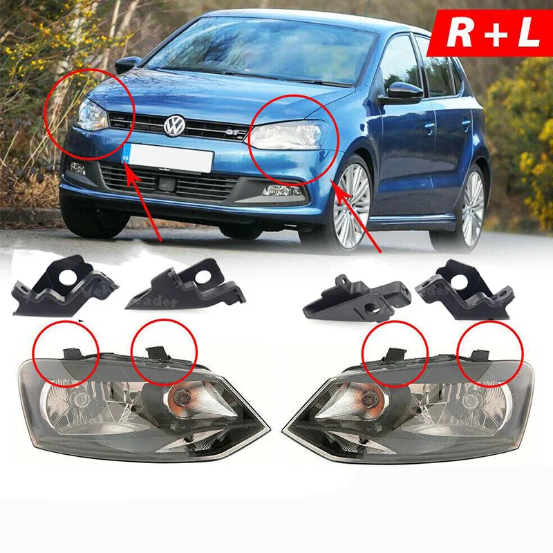 VW 폴로 6R 6C 2009-2017 6R용 헤드라이트 브래킷 마운트 홀더 복원 수리 키트 0998226   6R 0998225   자동차 액세서리
