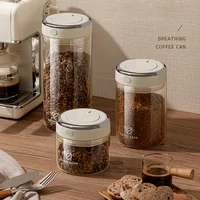 500/1100/1700 กาแฟถั่วสูญญากาศปิดผนึกถังแก้วเก็บอาหาร Jars CO2 วาล์วในครัวเรือน Moisture-proof Airtight คอนเทนเนอร์ 1