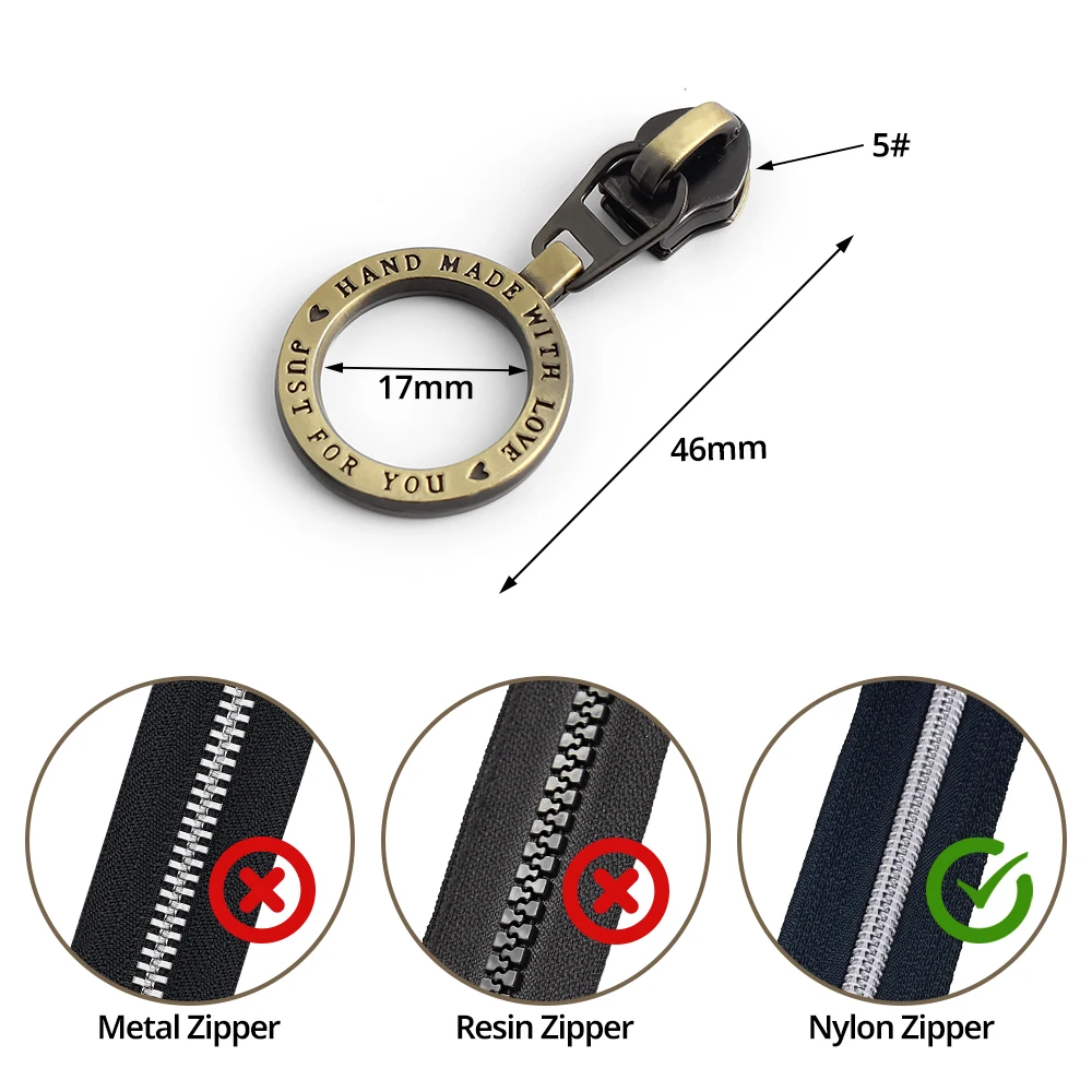 Versatile Metal Zipper Pull Repair Kit for DIY Garments and Sewing Projects - 5# Sliders