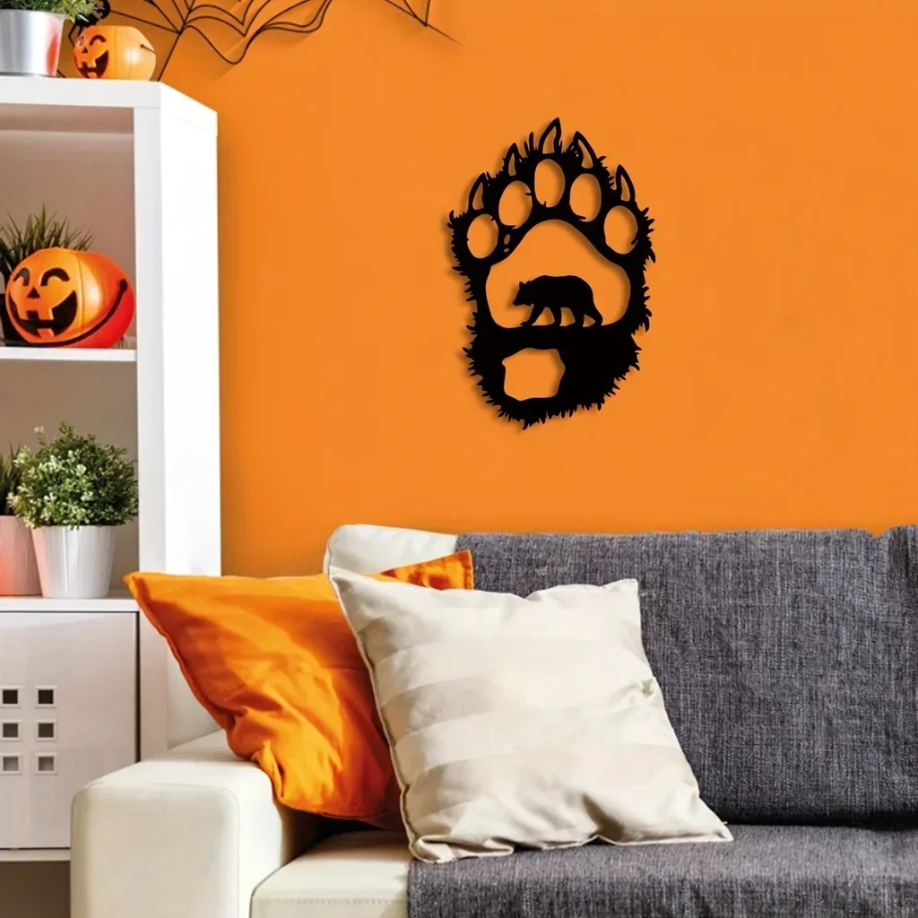 

HELLOYOUNG Bear Theme Home Decor Wall Art Decorations Indoor Livingroom Black Classic Room Decor Metal Wall Hanging Decor Iron