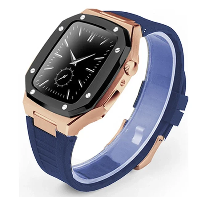 Luxury Stainless Steel Apple Watch Band with Metal Bezel Case