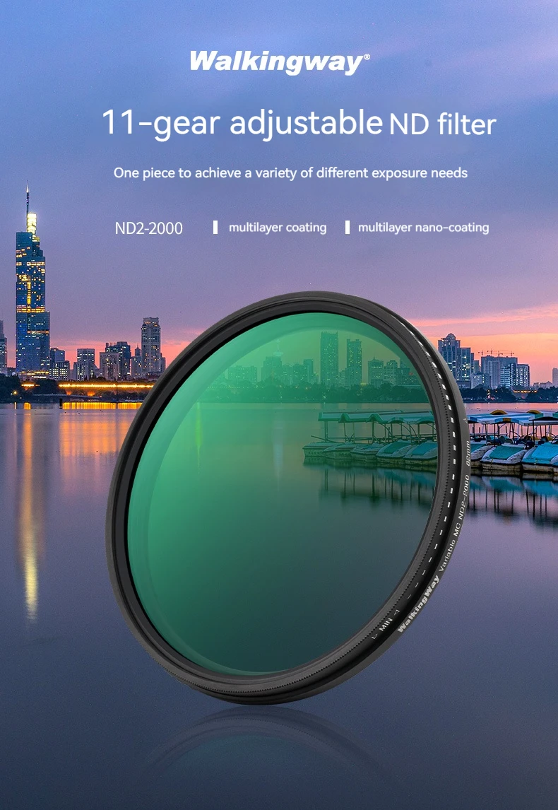 52mm Nd2-2000 Variable Filter Phone Lens Adjustable ND Filter for Smartphone Multi-coated filtro ND With Clip for iphone