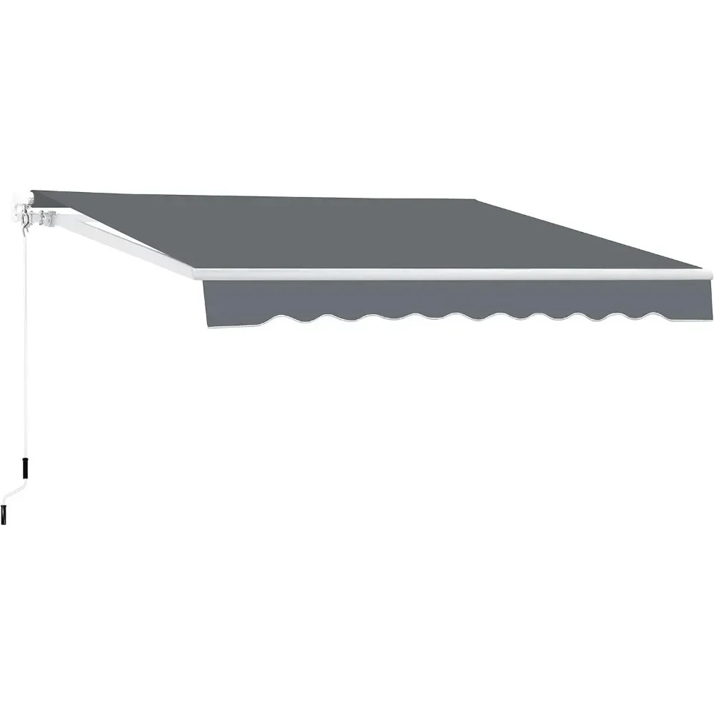 Retractable Awning Shade Sun Cover 12' x 10' Outdoor Shelter for Deck with Manual Crank 120 in Projection Awnings