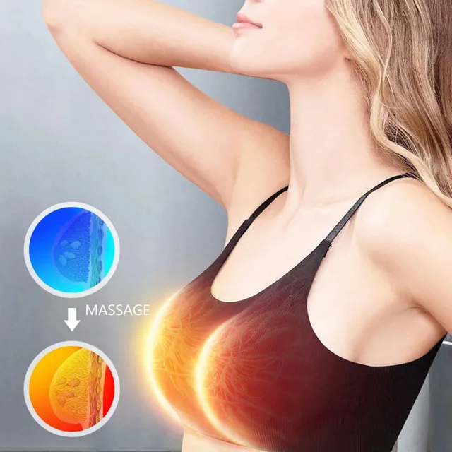 USB Rechargeable Breast Massager Vibrating Hot Compress Comfortable And  Seamless Washable Bra Breast Beauty Instrument