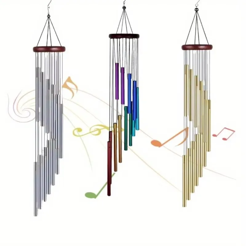 12 Tubes Rotating Solid Wood Aluminum Pipe Wind Chime Waterproof 12 Pipe Classic Matching Music Wind Chime Home Decoration wind chimes,wind chime