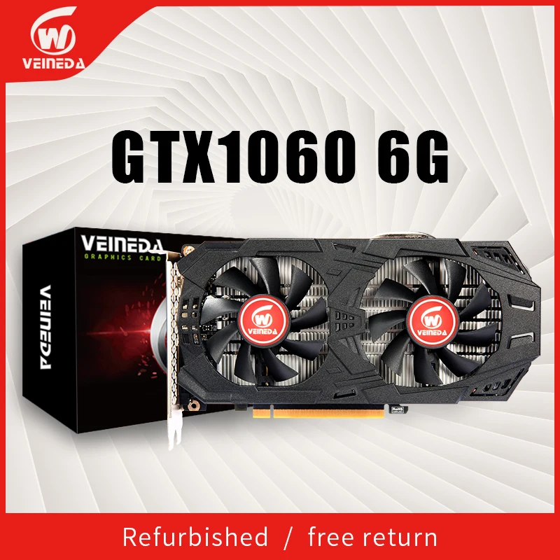 VEINEDA grafik kartı GTX 1060 6GB 192Bit GDDR5 GPU ekran kartı PCI-E3.0  nVIDIA gegames oyunları için 964 1050Ti yenilenmiş kartları - AliExpress