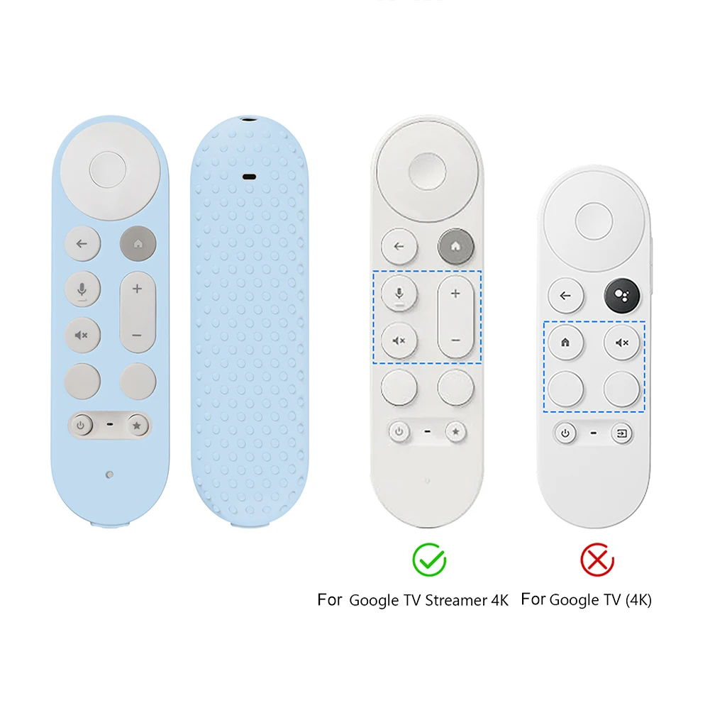 Silicone Remote Case Anti-Slip Protective Controller Sleeve Skin Shockproof Remote Cover for Google TV Streamer 4K Voice