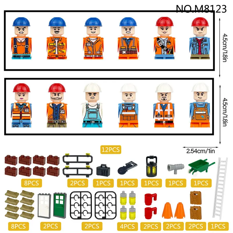 Action Mini Figures DIY Accembling Building Block Figures Bridals Girls Doctor Nurse Engineers Couriers Kids Gift Toys