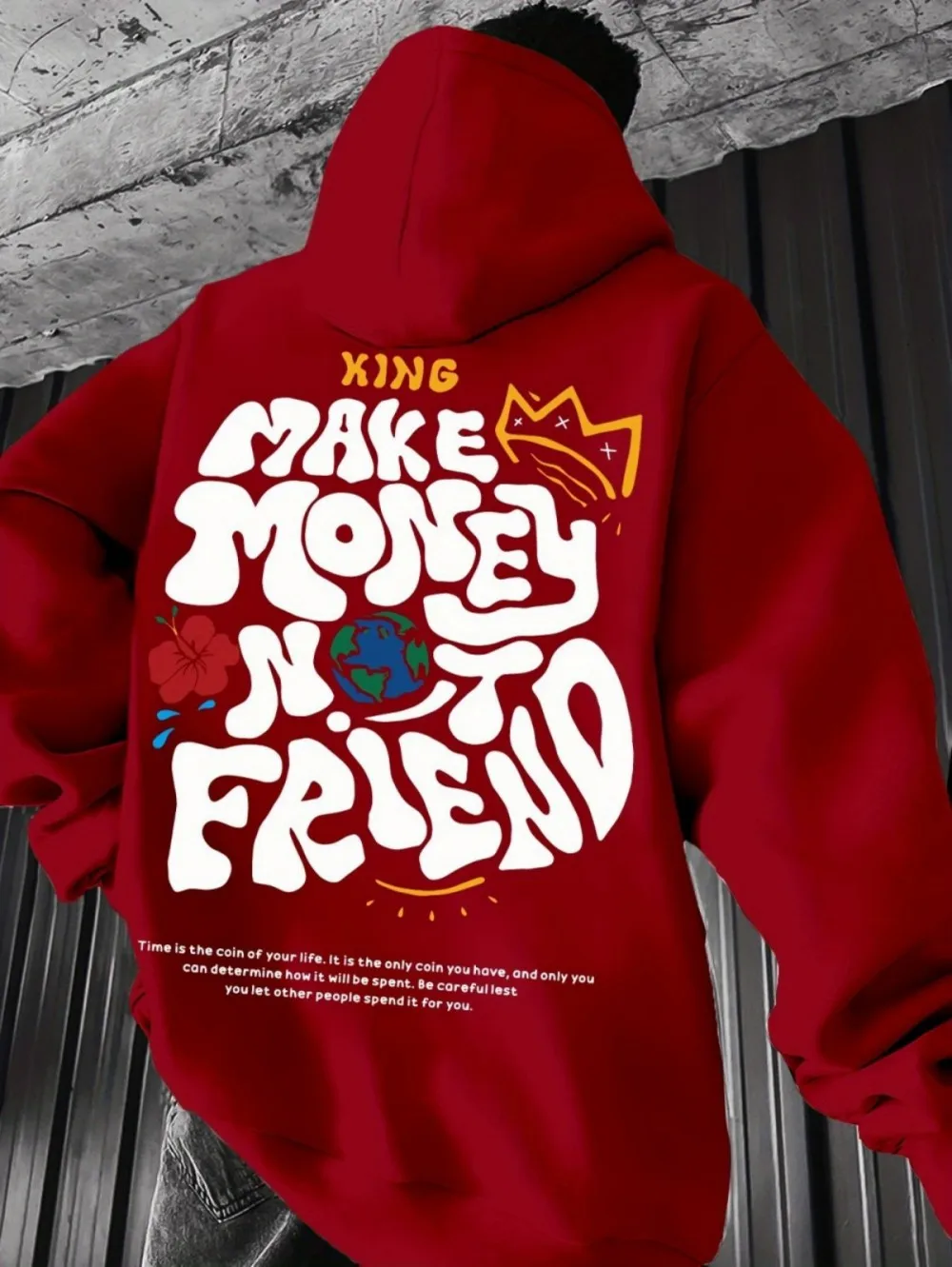 Graffiti Sudadera Estampado Espalda Sudadera Big Tall Con Capucha