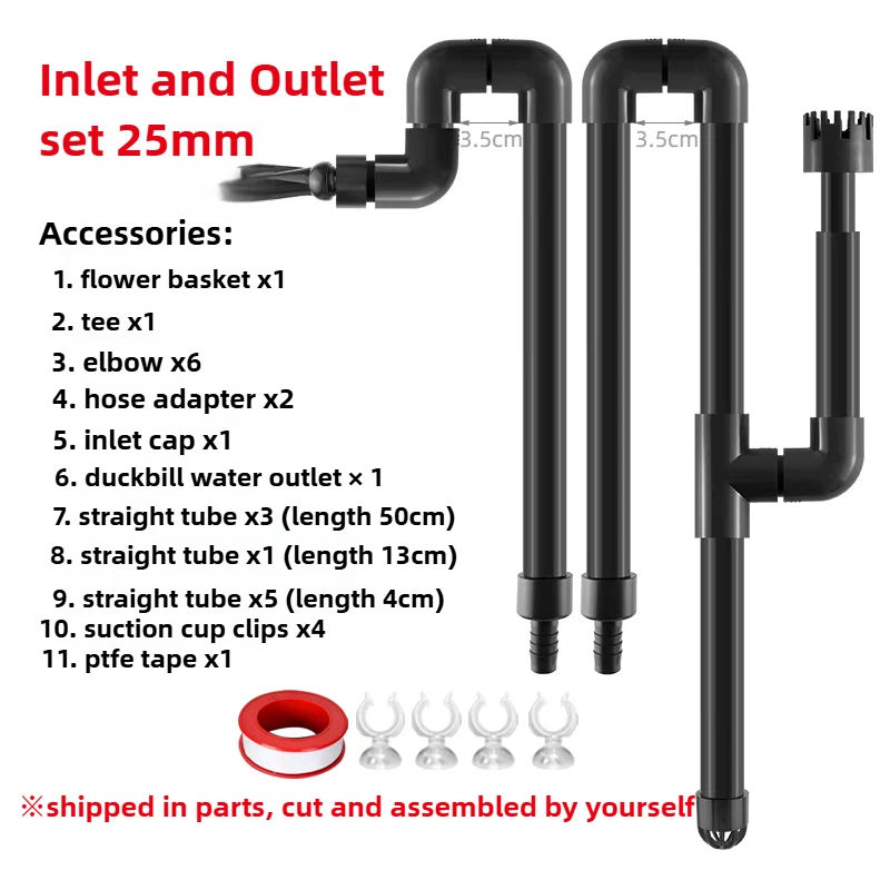PVC Aquarium Wasser Einlass Auslass Rohr Rohr Fitting Wasser Skimmer Zufluss Ausfluss Aquarium Filter Zubehör Fischglas Ausrüstung – Detail 14