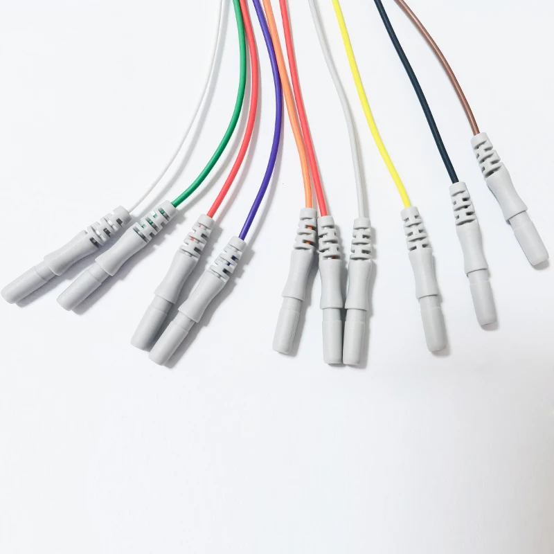 10pcs Color brain electrode EEG wire brain conductance wire 10 starting gold-plated disk mounted electrode wires DIN1.5mm