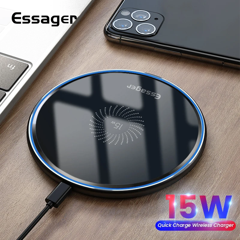 Essager 15W Qi Draadloze Oplader Snelle Draadloze Telefoon Opladen Inductie Pad Voor Iphone 11 Pro Max X Xiaomi mi 10 Samsung S20|Draadloze Opladers| AliExpress