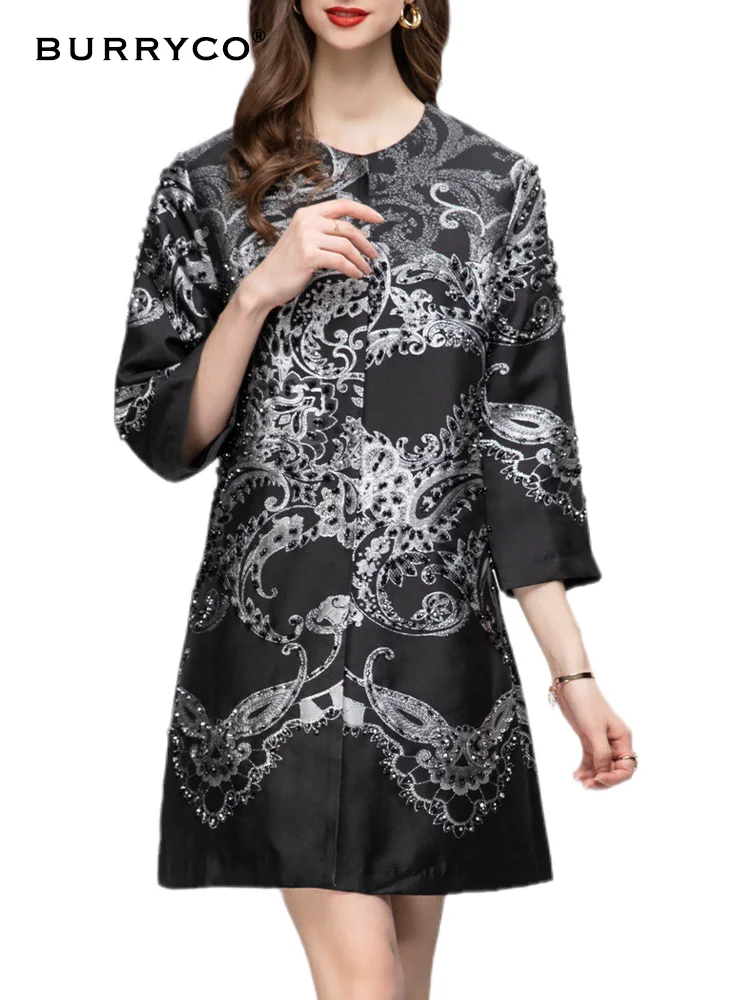 

BURRYCO Women's New 2023 Autumn Luxury Style Beaded Embroidery Unique High Grade Cashew Coat