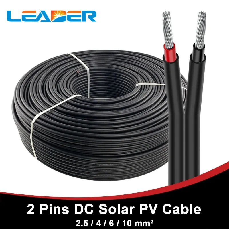 Solar Cable solar cable 1500V 4mm2 6mm2 12/10 AWG Red+Black Cable Tinned Copper XLPE Jacket For PV Panels TUV Certifiction