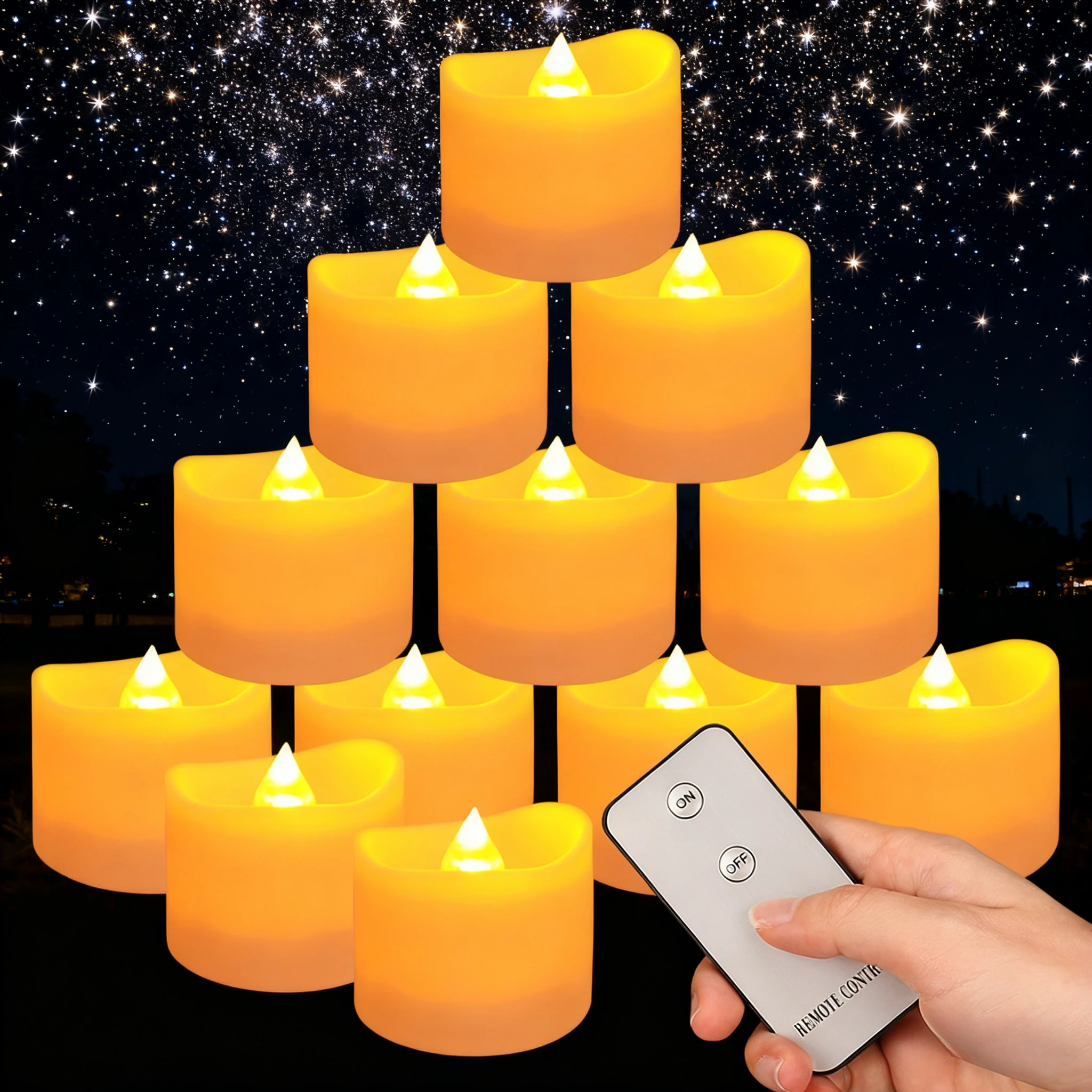 LED Tea Lights with Remote Flickering Battery-Operated Candle Realistic Imitation Flame LED Candles for Weddings Parties Festiva