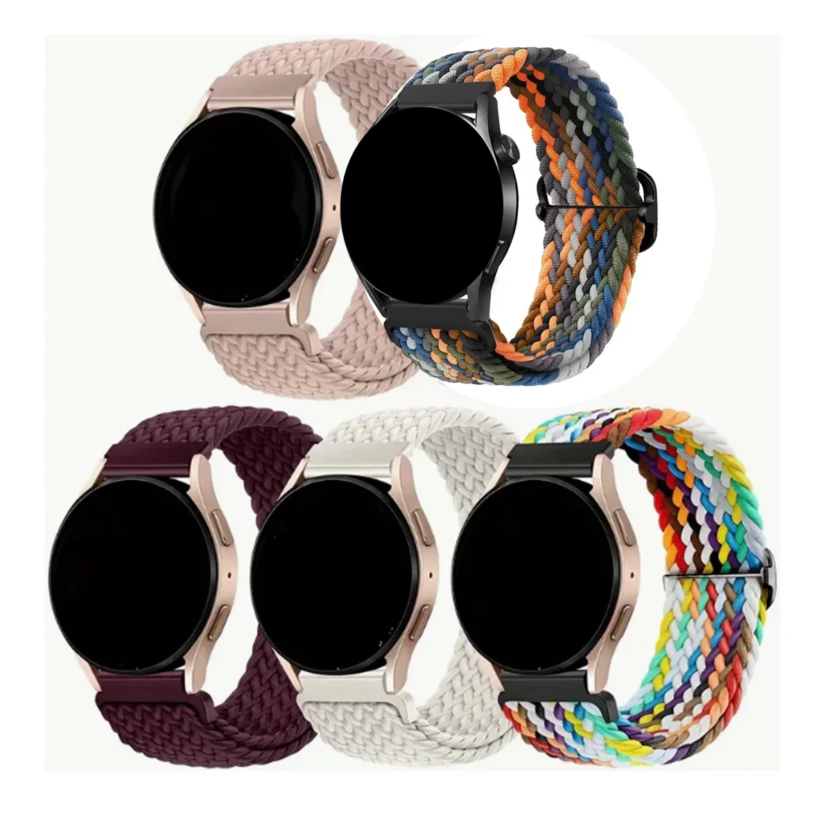 Braided Nylon Elastic Solo Loop Watch Band - 18/20/22mm