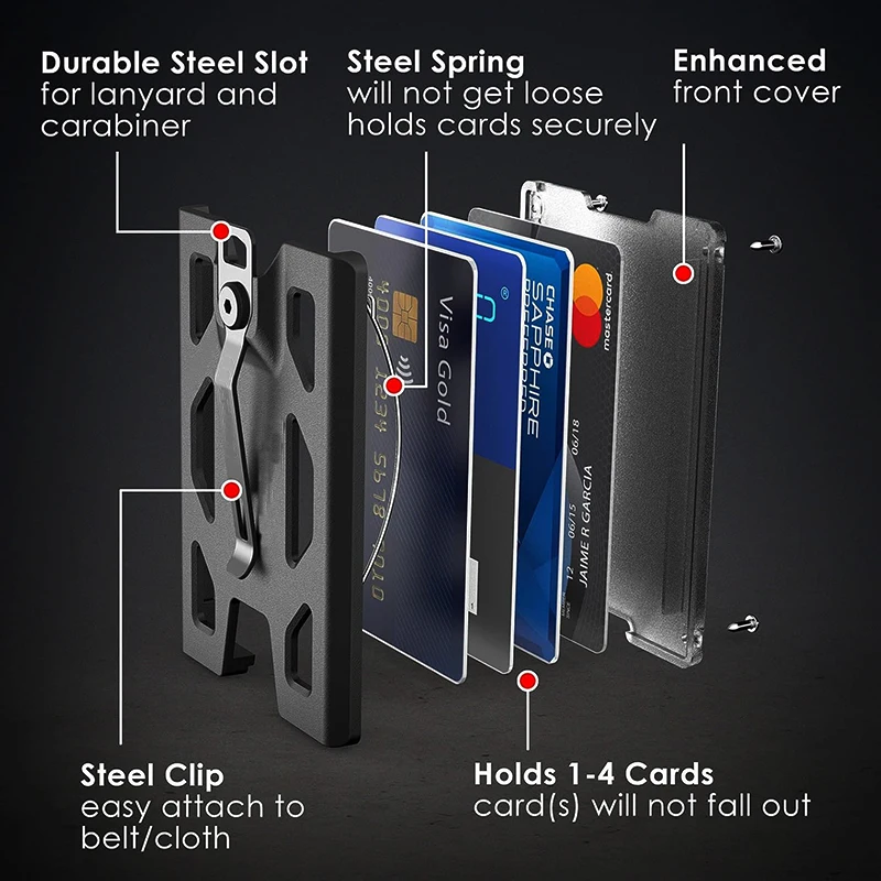 Premium Aluminum Badge and Card Holder Wallet – Sleek Design with Metal Clip and Multiple Card Capacity