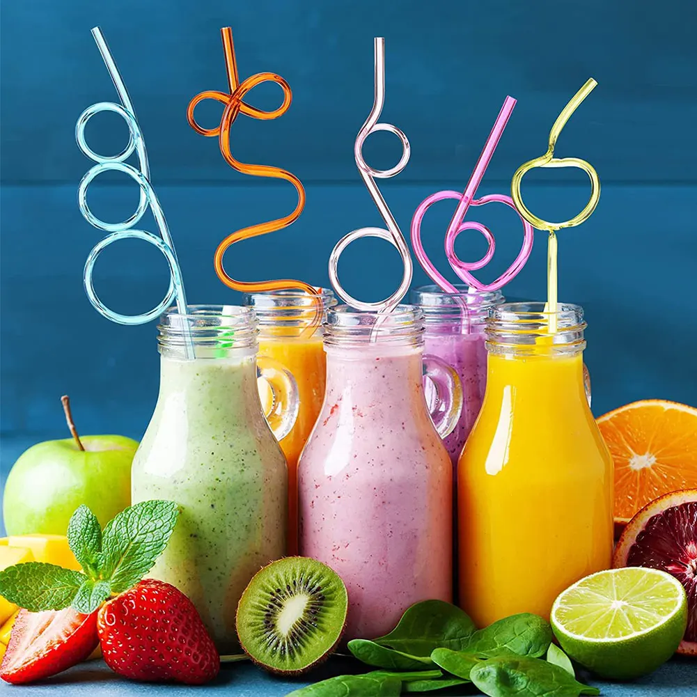 

10pcs Crazy Curly Drinking Straws Colorful Unique Flexible Drinking Tube Kids Birthday Party Supplies Bar Accessories Wholesale