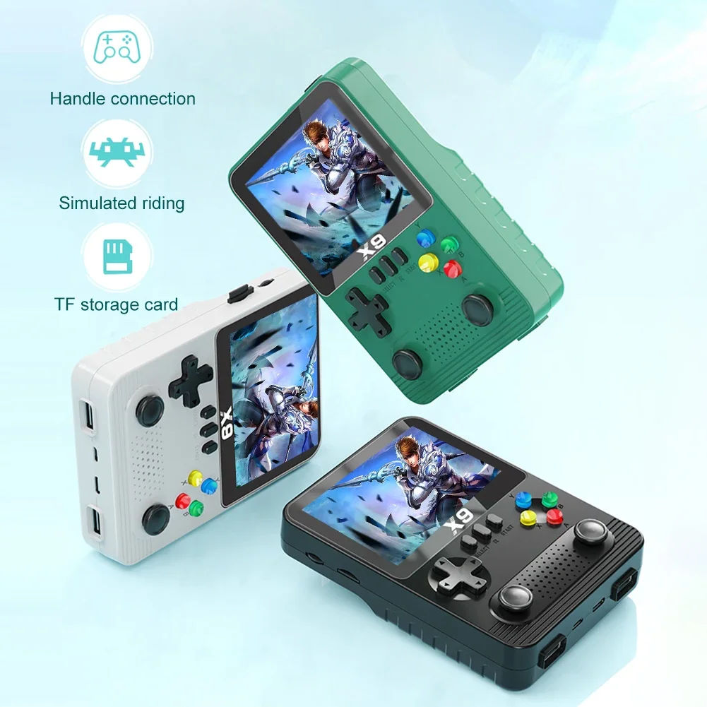 New X9 Retro Video Game Console 6000mAh Power bank 3.5in IPS Dual 3D Joystick 11 Simulator Game Player Built in 10000+ Games