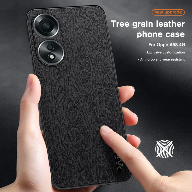 Custodia Per Oppo A58 4G Soft Frame Protect Cover Per Telefono Oppoa58X Antipolvere Back A78 5G A 58 58 58X78 Tree Skin Pattern Phone Shell