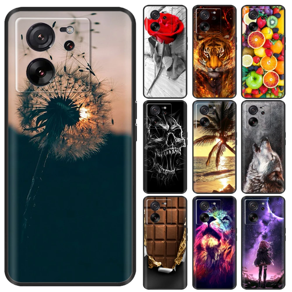 Custodia 13 T Per Xiaomi 13 T 13 T Pro Custodia In Silicone Nero Verniciato Per Xiaomi 13 T Xiomi13T Pro 13 T Pro Funda Cartoon Cover Coque