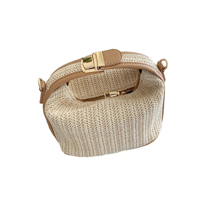 

Straw Woven Tote Bag Handbag Shoulder Bag for Girl Women Fashion Mini Square Bag